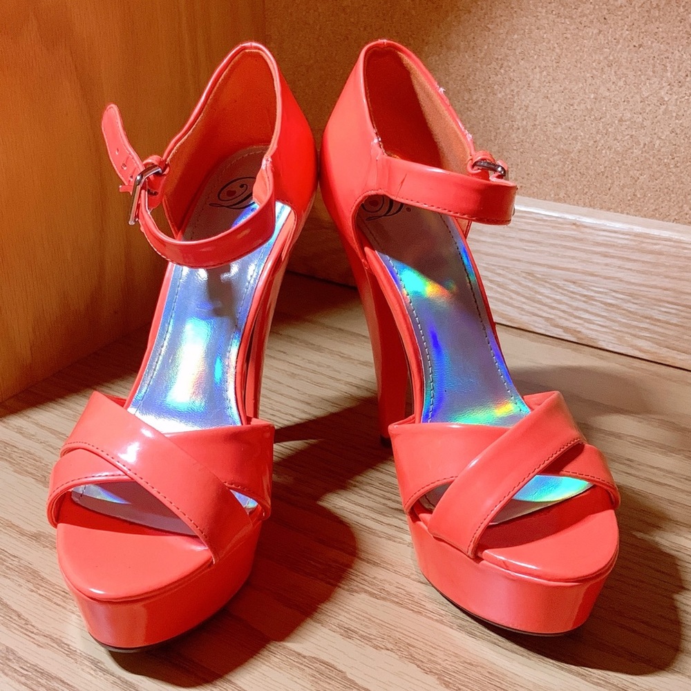 Bright Orange Heart in D High Heels